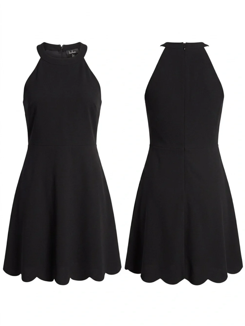 Lulu's Black Halter Scallop-Hem Mini Dress - Picture 3 of 6
